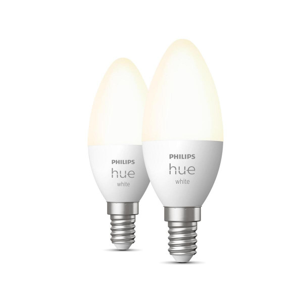 Philips Hue E14 Smart LED Leuchtmittel Kerze Weiß Doppelpack 470lm Bluetooth