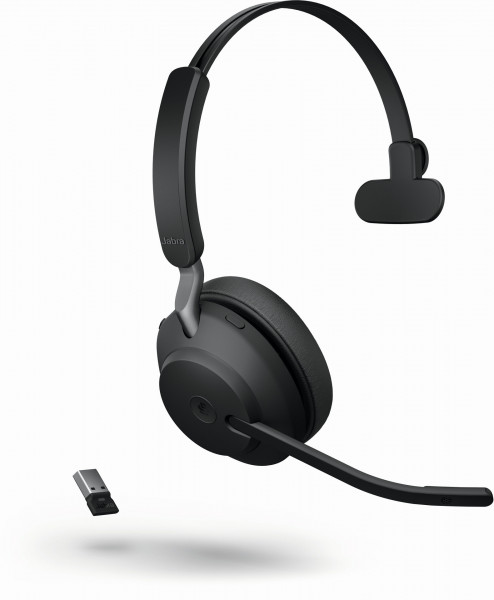 JABRA Evolve2 65 Schwarz Bluetooth On-Ear monaural Headset USB-A Ladestation