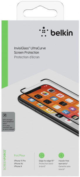 Belkin iPhone 11 Pro/X/Xs Display Schutz Glas Screenforce Invisiglass UltraCurve