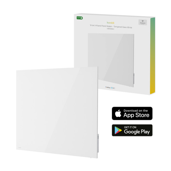 Hombli smartes Infrarot Glas Heizpanel 400W Weiß Wifi-Verbindung Kindersicherung