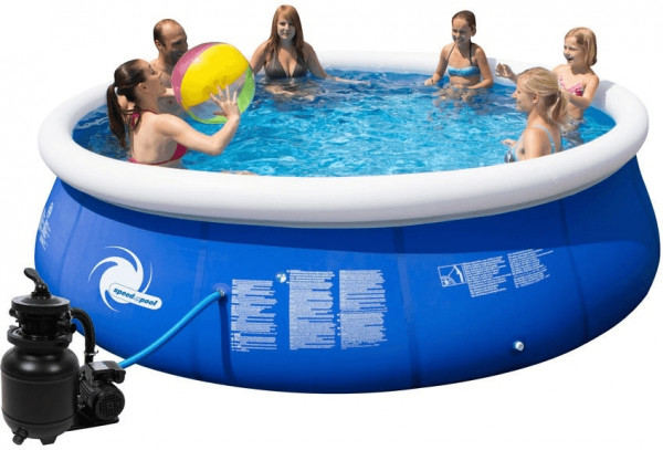 Steinbach Aufstellpool Set Ø366x84cm blau weiß Pool Standfilteranlage 6181 Liter