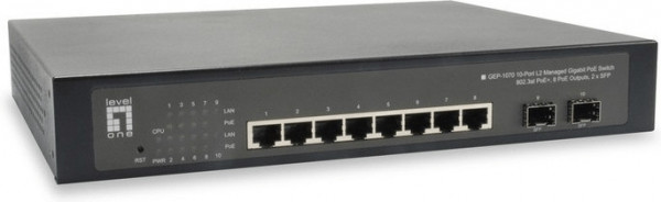 LevelOne GEP-1070 10-Port-L2-Managed-Gigabit-PoE-Switch SFP