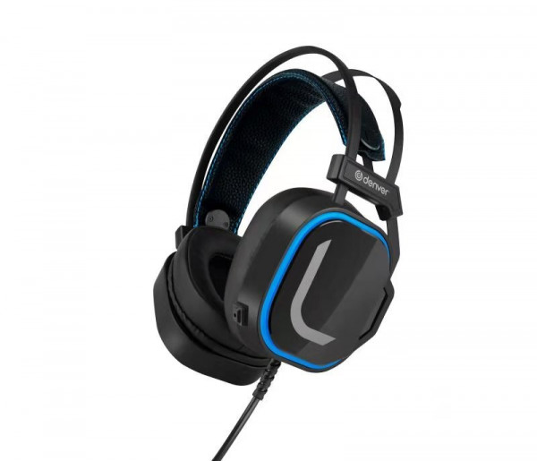 Denver Gaming Headset GHS-131 Over-Ear Kopfhörer schwarz blau mit USB LED-Licht