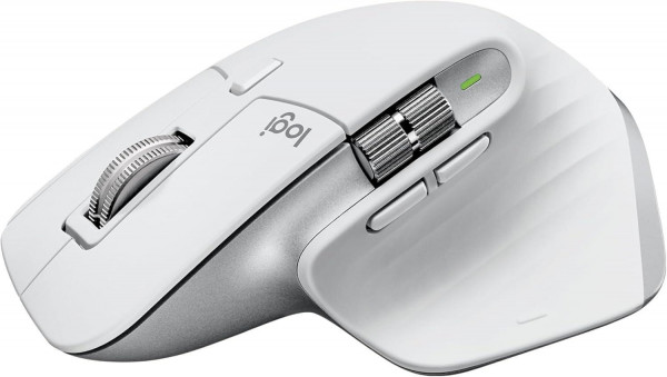 Logitech Mouse MX Master 3S ergonomic Weiß Optisch Programmierbar Gesture-Taste