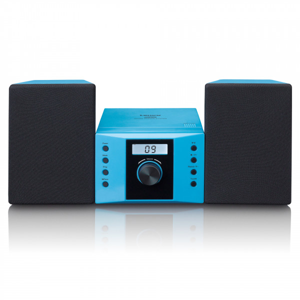 LENCO Kinder Mini Stereoanlage blau Micro Set CD FM Radio AUX-IN Sticker-Set