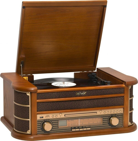 Denver Retro Musik Center MCR-50 Plattenspieler Kasette CD MP3 USB Anschluss