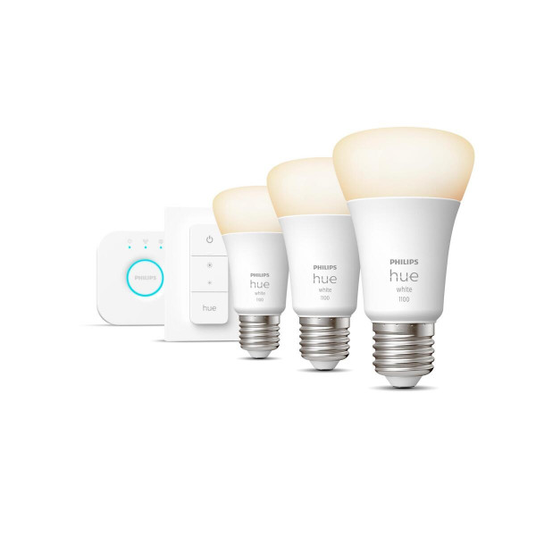 Philips Hue Smart Weiß LED Leuchtmittel E27 Dreierpack Starterset 1050lm 75W