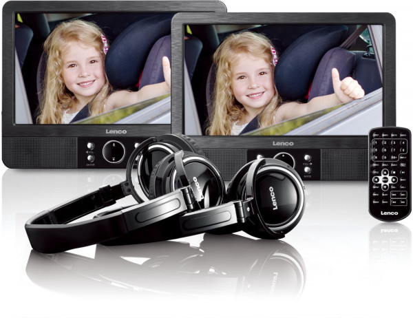 Lenco MES-415 Set 9" DVD-Player + Kopfhörer Halter Schwarz