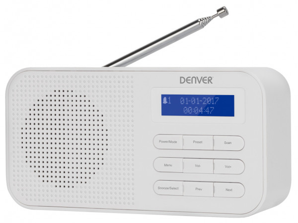 Denver Radio DAB-42 weiß DAB+ Digitalradio FM-Radio LCD-Display Weckfunktion