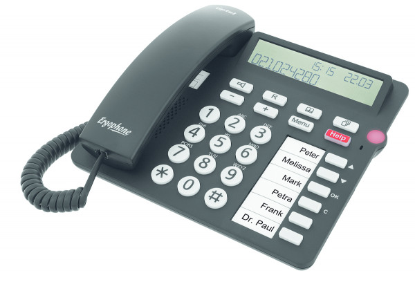tiptel Ergophone 1300 Analog-Telefon schnurgebunden schwarz Großtasten