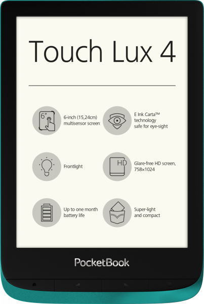 PocketBook Touch Lux 4 grün 8GB E-Book Reader 6" Touchscreen 1024 x 758 Pixel