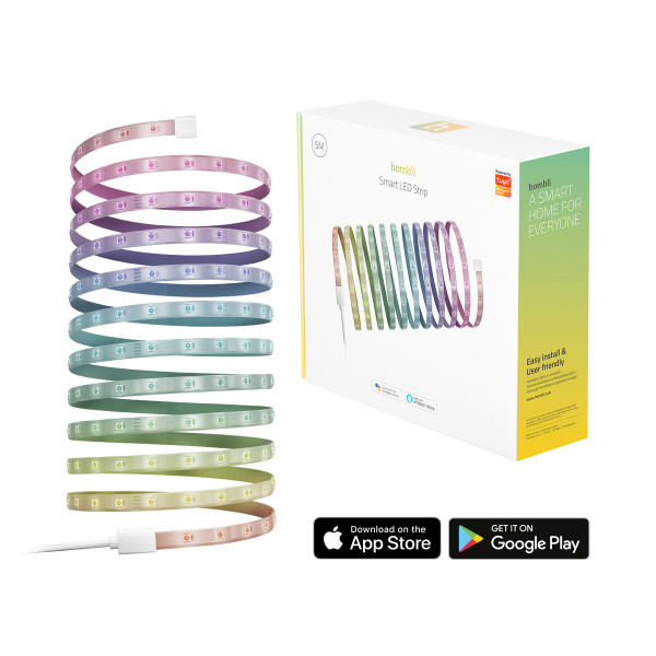 Hombli smarte LED Streifen 5 Meter 24W RGB Dimmbar Anpassbare Länge Appsteuerung