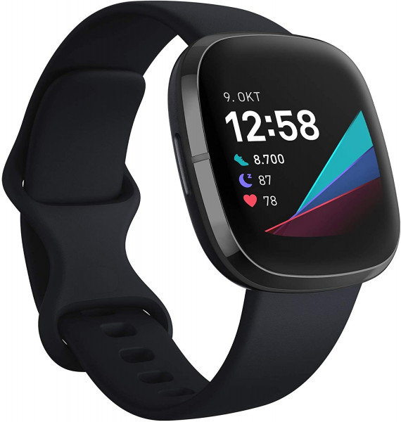 Fitbit Sense Smartwatch Fitnesstracker Schrittzähler schwarz Stainless Steel