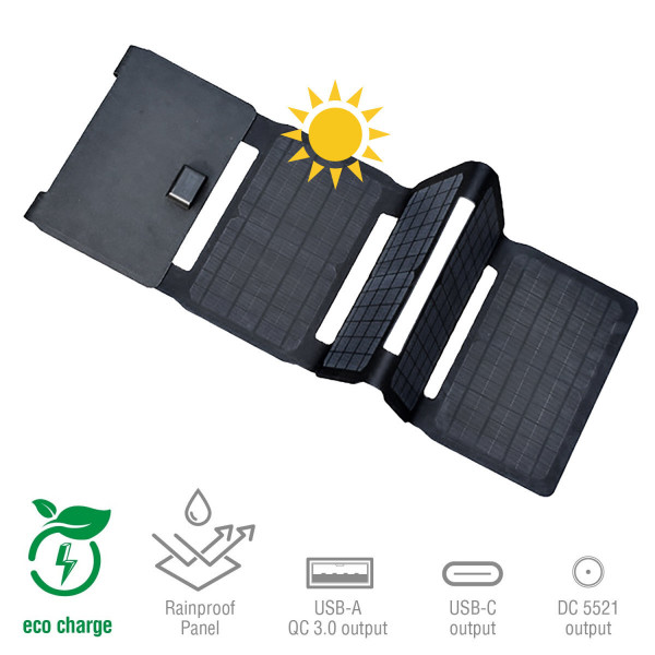 4smarts Foldable Solar Panel 40W 1xUSB-A 1xUSB-C 1xDC schwarz VoltSolar Outdoor